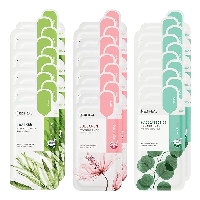 Mediheal Sheet Mask Essential HERO 30 Pack | Korean Skincare Facial Sheet Mask by MEDIHEAL