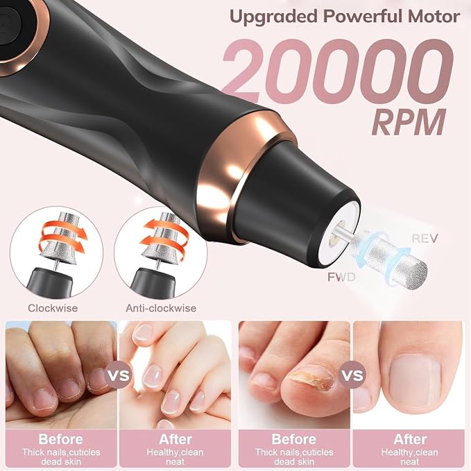 Professional Manicure Pedicure Kit Cordless Electric Nail File Set 6 Speed - Image 2