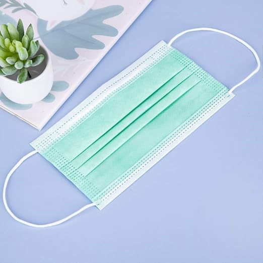 Borje Green Disposable Face Mask 100 Pcs Green Face Masks 3 Ply Protection Masks - Image 5