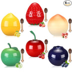 6 PCS Mini Bee Lip Balm Lip Mask Fruit Pot, Strawberry Lip Balm by Deepmind