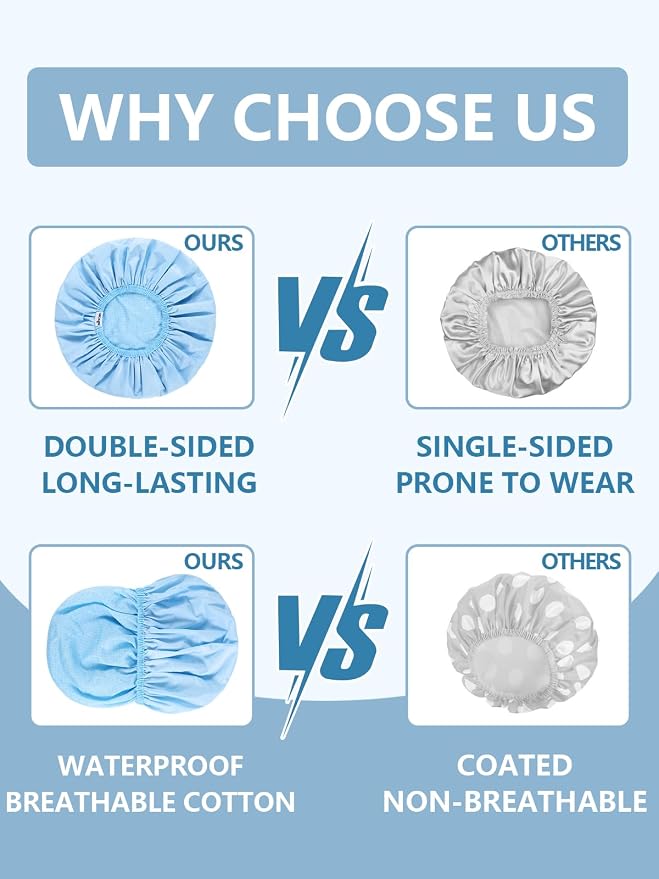 Years calm Shower Caps for Women Reusable Waterproof, Double Layer Waterproof - Image 9