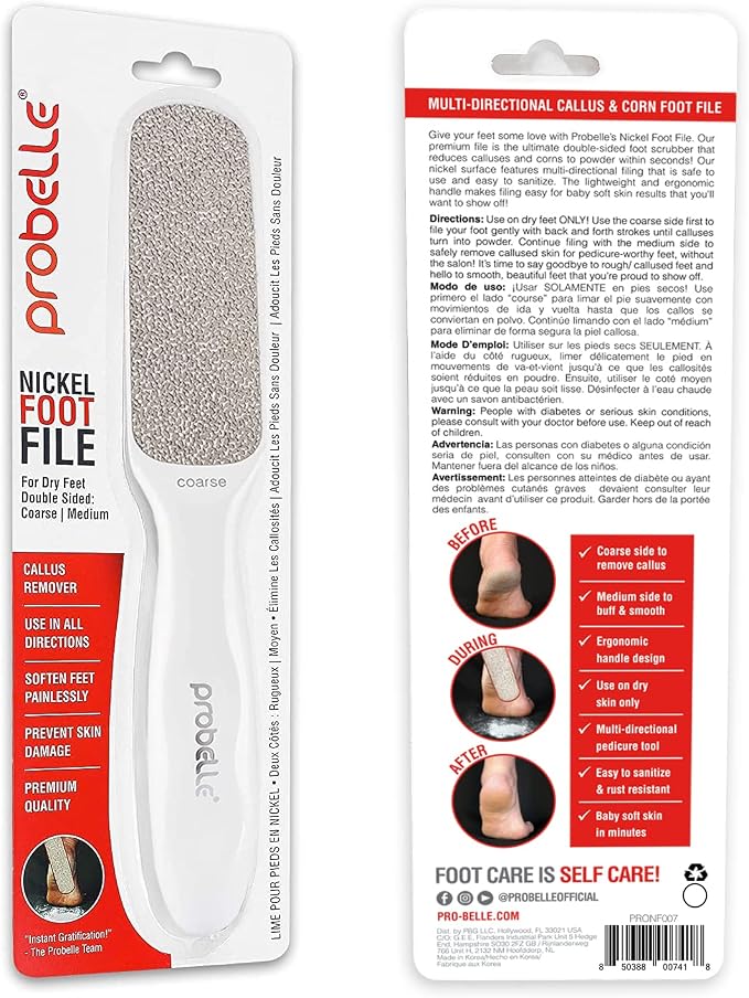 Probelle Double Sided Multidirectional Nickel Foot File Callus Remover - Image 8