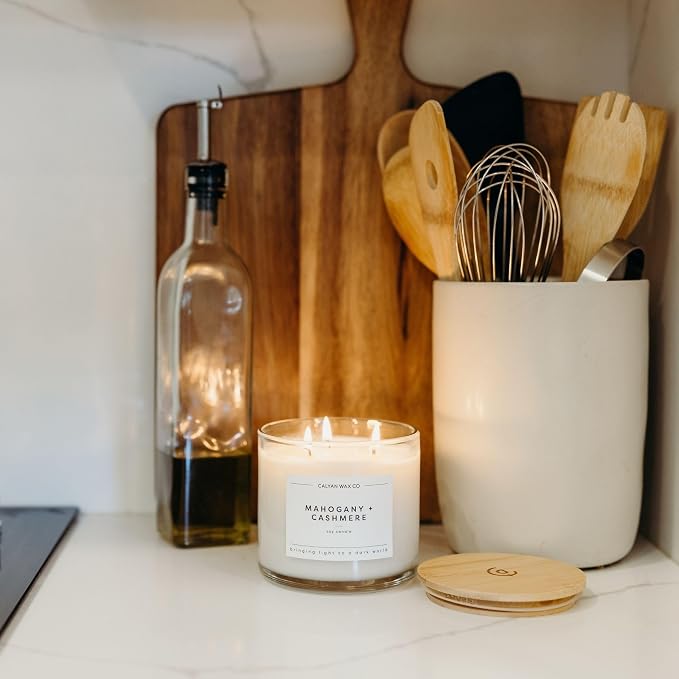 Calyan Wax Co. Mahogany & Cashmere 3 Wick Scented Candle - Image 5