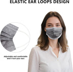 akgk 100PCS Grey Disposable Face Masks, 3-Ply Breathable Grey Face Mask - Image 4