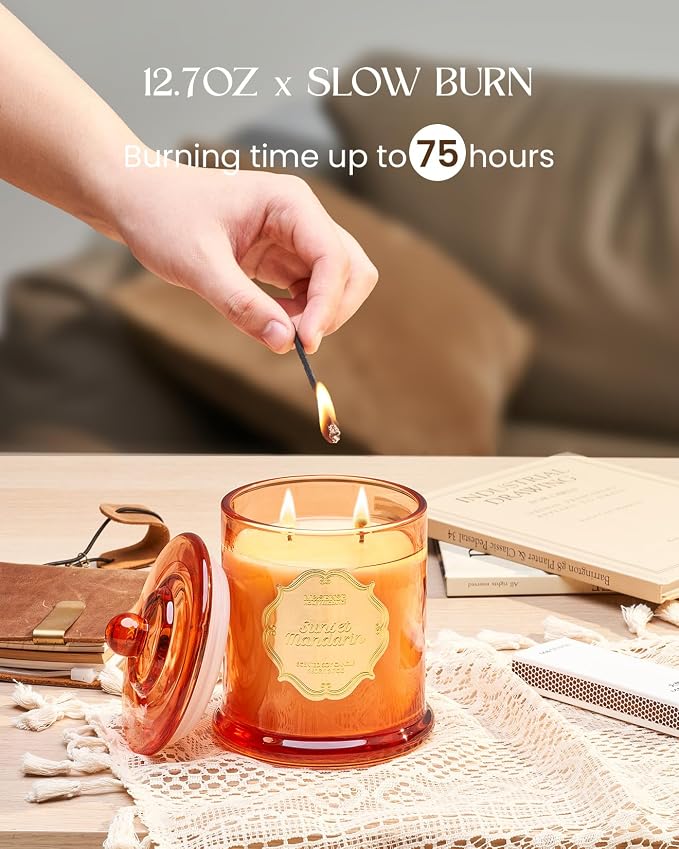 M&SENSE Citrus Candles for Home Scented, Natural Organic Soy Candle 12.7oz 75 - Image 7