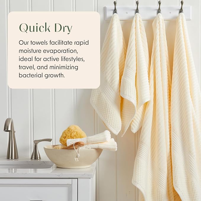 Springtree Home 100% Cotton Bath Towel Set | 6 Piece Set | Absorbent & - Image 3