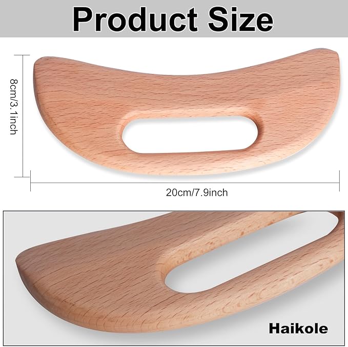 enttgo Body Gua Sha Tool Wooden Lymphatic Drainage Tool, Guasha Massage Tools - Image 2