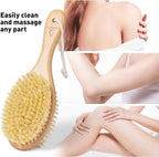 Short-Handle Dual-Sided Bath Massage Brush, Soft Boar & Firm Sisal Bristles - Image 6