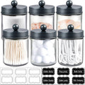 Amolliar 6Pc Apothecary Jars Bathroom Vanity Organizer- Rustic Farmhouse Decor by Amolliar