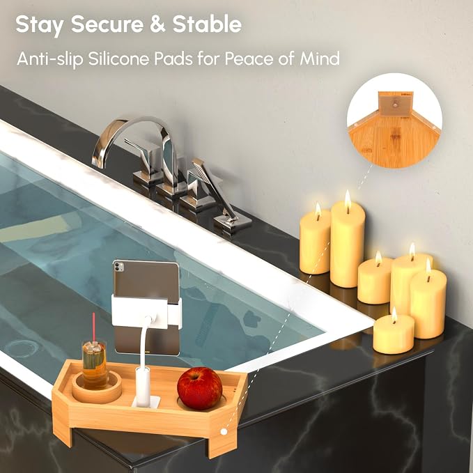 Vespara Bamboo Hot Tub Tray Table - Image 4