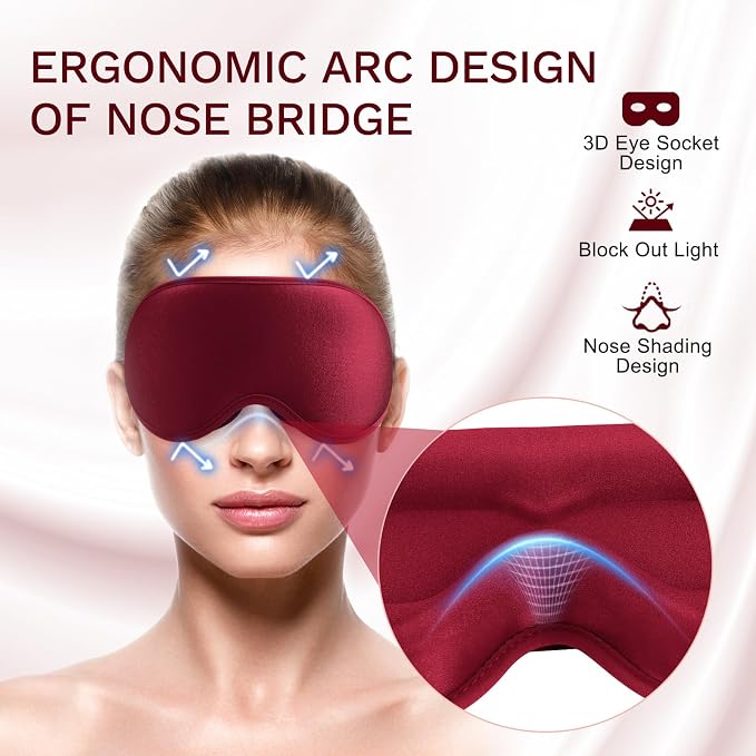 FlyCoco 99% Fully Block Out Light Eye Sleep Mask, 3D Deep Contoured Eyes Cover - Image 4