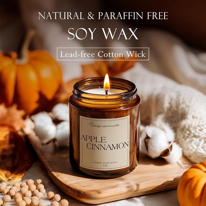 Cinnamon Apple Scented Candles for Home, Natural Soy Wax Aromatherapy Candle - Image 4