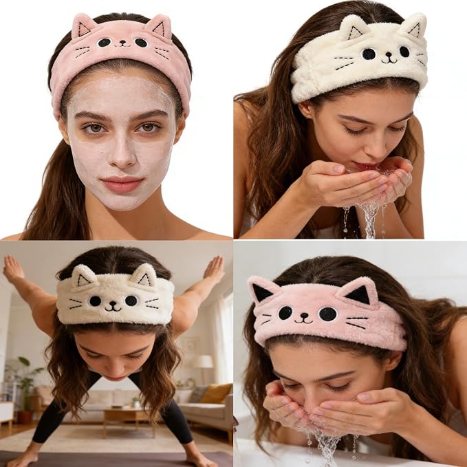 2 PCS Cute Cat Ear Spa Headband - Image 4