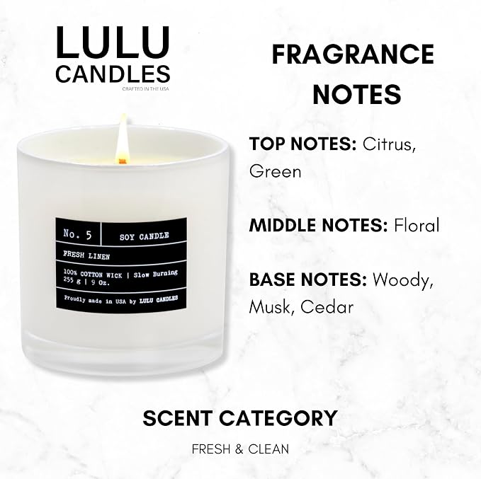 Lulu Candles | Fresh Linen | Smells Clean & Crisp | Luxury Scented Soy Jar - Image 2