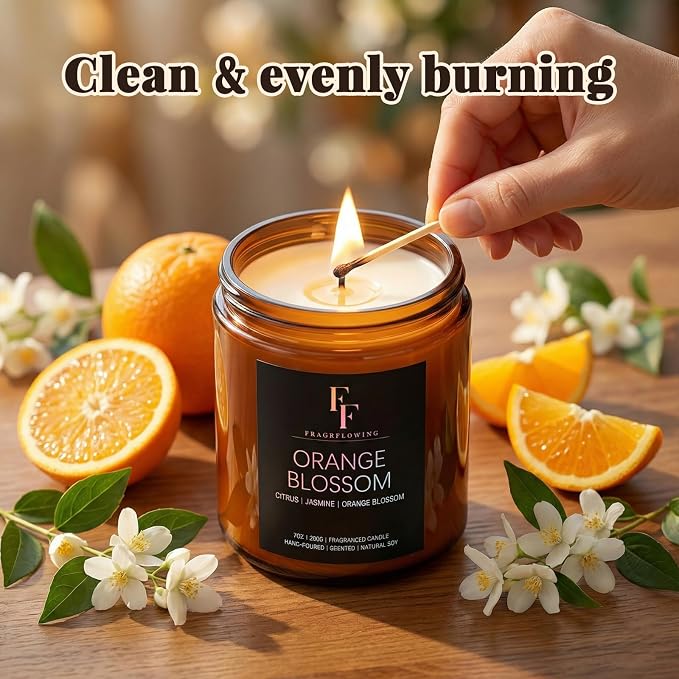 Orange Blossom Scented Candle for Home Soy Wax Candle, Aromatherapy Candle Gift - Image 6