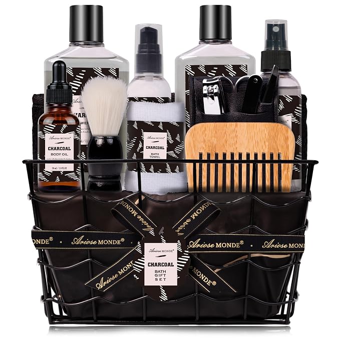 Father Day Gift for Men Spa Gifts for Men, Charcoal Bath and Body Gift Set for by Ariosemonde