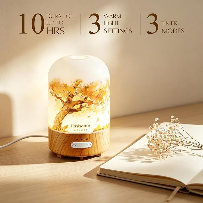 Essential Oil Diffuser, Hand Blown Glass Aromatherapy Diffuser, Ultrasonic Cool - Image 6
