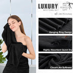8 Piece Bath Towel Set Black|2 Oversized Large Bath Sheet, 2 Hand Towels - Image 2