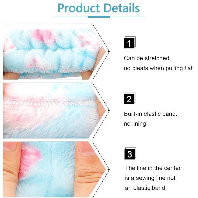 VELSCRUN Spa Headbands for Wash Face, Makeup Headband, Facial Skincare Headbands - Image 7