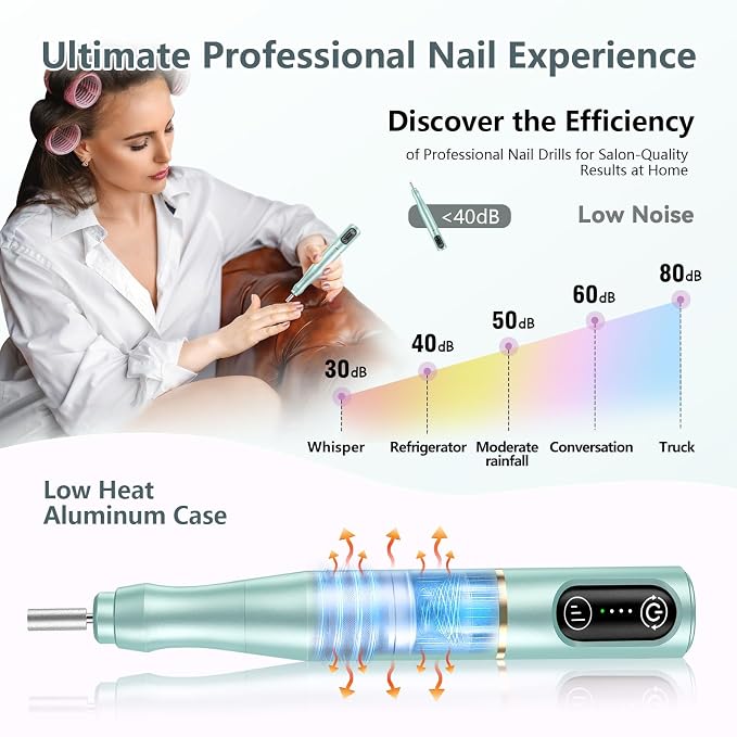 TUOBEO Cordless Nail Drill Electric Rechargeable File Kit, Professional Efile - Image 6
