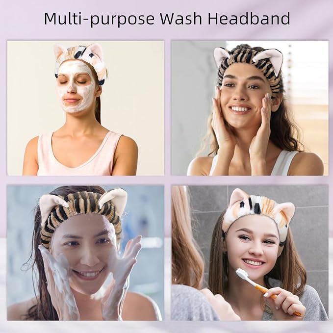 TEBIEKOY Plush Cat Ears Spa Headband - Image 4