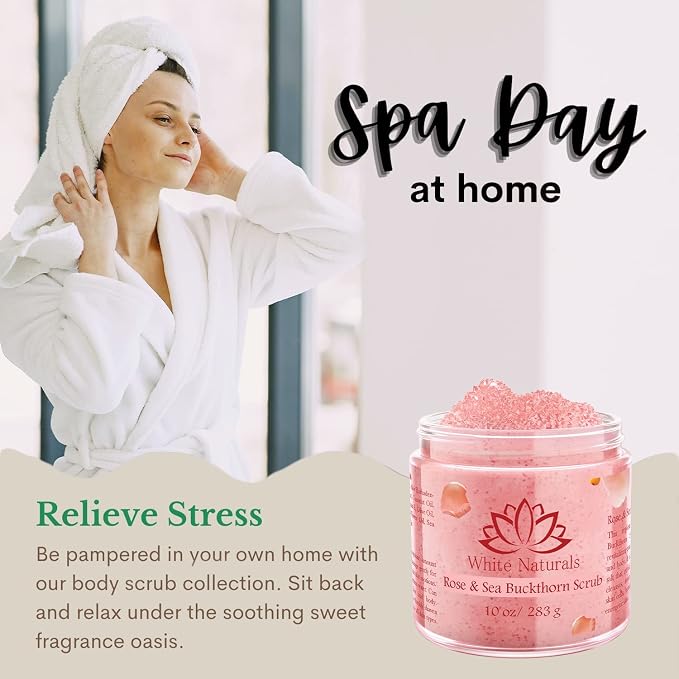 Organic Rose & Sea Buckthorn FACE & BODY SCRUB, Natural & Pure Exfoliating Scrub - Image 6