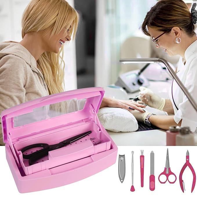 Gusnilo Nail Tool Sterilizer Box Disinfectant Jar Plastic Disinfectant - Image 7