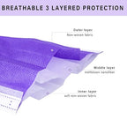 Borje Purple Disposable Face Mask 100 Pcs Purple Face Masks 3 Ply Protection - Image 2