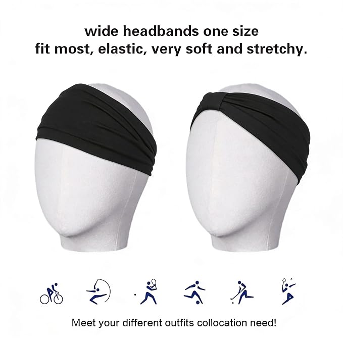 2 Pack Black Wide Headbands for Women - Image 4