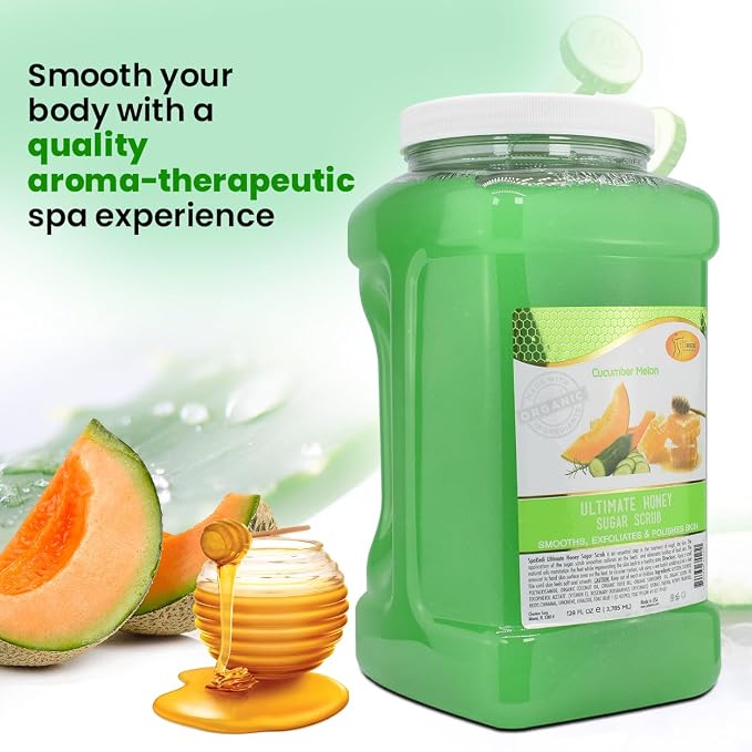 SPA REDI - Sugar Body Scrub, Cucumber Melon, 128 Oz, Exfoliating, Moisturizing - Image 3