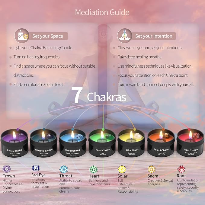 Inspireyes Chakra Candles with Premium Crystal and Healing Stones Luxury - Image 2