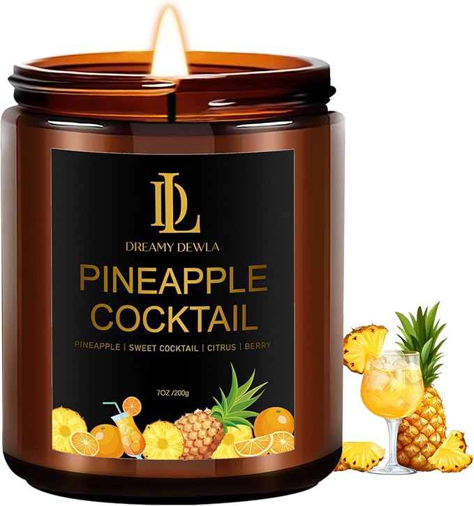 Pineapple Cocktail Candles, 7oz Pineapple Cocktail Scented Candle, Natural Soy by DLDREAMYDEWLA