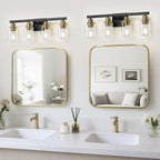 Bathroom Vanity Light, 4-Light Black and Gold Bathroom Light Fixtures - Image 2