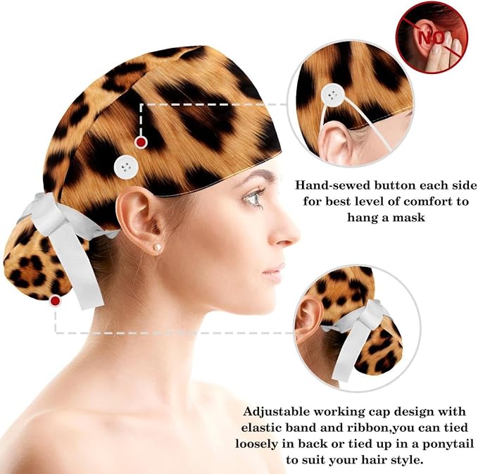 Scrub Cap with Hair Scrunchy, Ponytail Holder Surgical Cap - Image 3