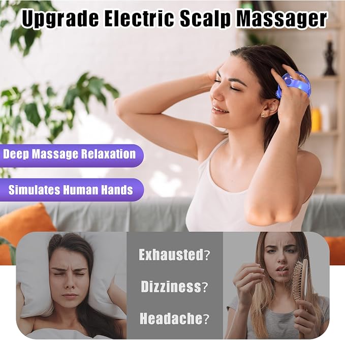 Scalp Massager Electric, Portable Scalp Massager Tool, Waterproof Head Massage - Image 2