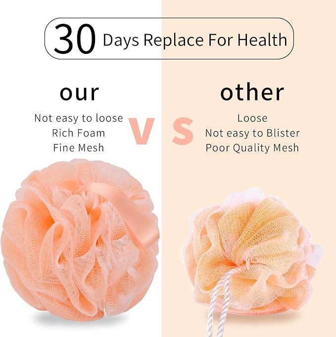 FARMOGA Bath Loofah Sponge Body Scrubber Shower Sponge Exfoliating Mesh Pouf - Image 5