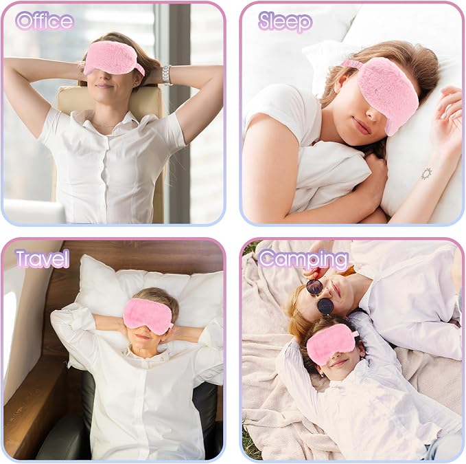 2 Pcs Plush Eye Mask Soft Sleeping Blindfold Eye Cover Comfortable Furry Faux - Image 7