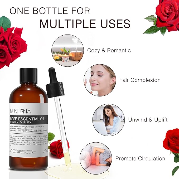 Rose Essential Oil 100ML, 100% Pure Natural Rose Oil - Image 4