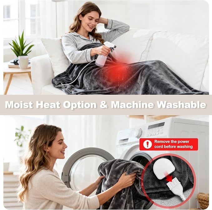 Extra Large Heating Pad for Back Pain Period Cramps Relief, King Size 59x27 - Image 7