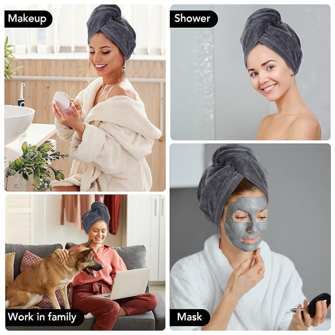 SINLAND Microfiber Hair Drying Cap Hair Towel Turban Twist - Image 7