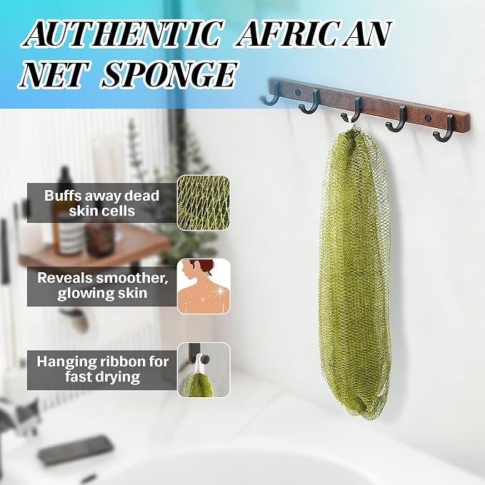 African Net Sponge Authentic Exfoliating Body Scrubber - Image 3