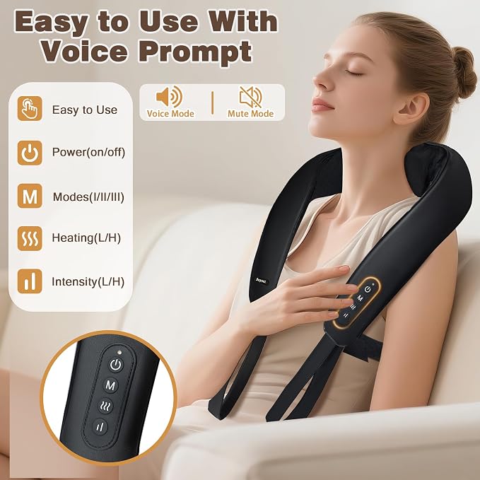 Joyset Neck Massager with Heat, Cordless Shiatsu Neck Massager - Image 2