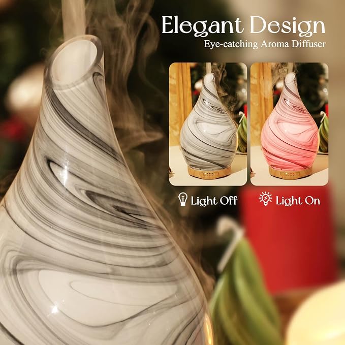 Porseme 280ml Essential Oil Diffuser Glass Color Changing Aroma Air Diffusers - Image 7