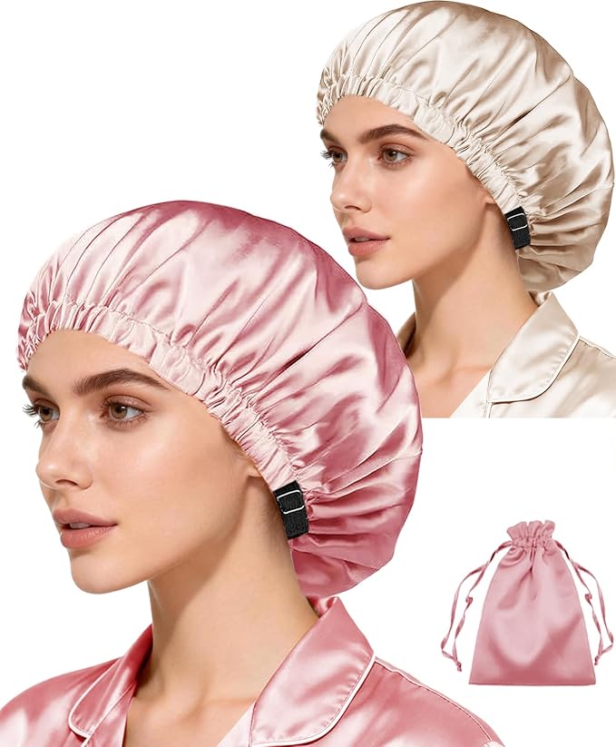 3Pcs Hair Bonnets For Sleeping Satin Bonnet For Women Silk Bonnets Womens Curly by WJingYiJia