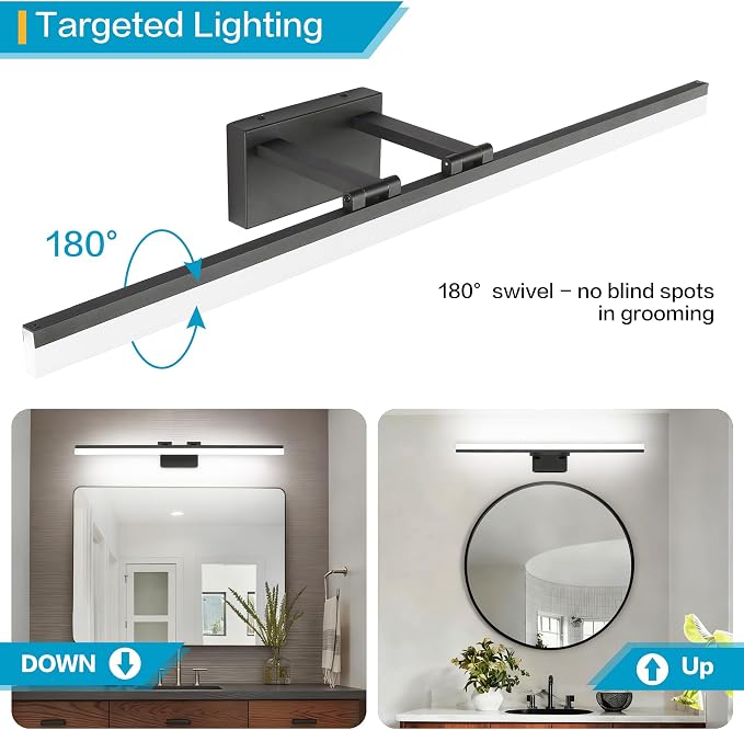 SOLFART Dimmable Matt Black Bathroom Vanity Light Light Fixtures - Image 3