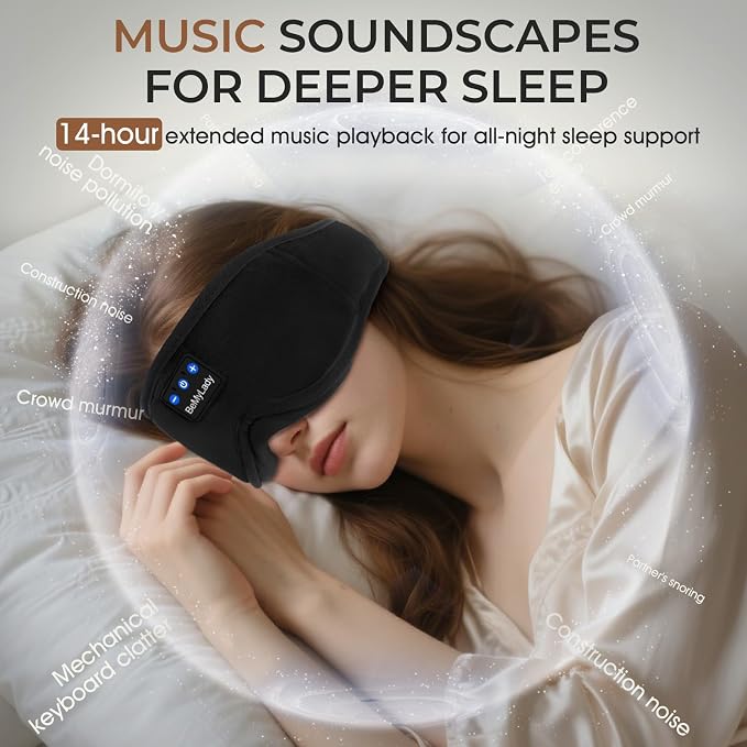 Sleep mask Headphones, 100% Blackout 3D Zero Eye Pressure Bluetooth Sleep mask - Image 4