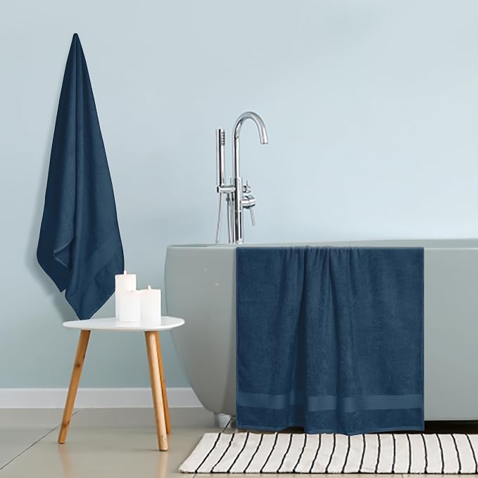 GLAMBURG Premium Cotton Oversized 2 Pack Bath Sheet 35x70-100% Pure Cotton - Image 4
