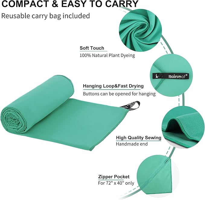 Rainleaf Microfiber Towel Perfect Travel & Gym & Camping Towel. Quick Dry - Image 3