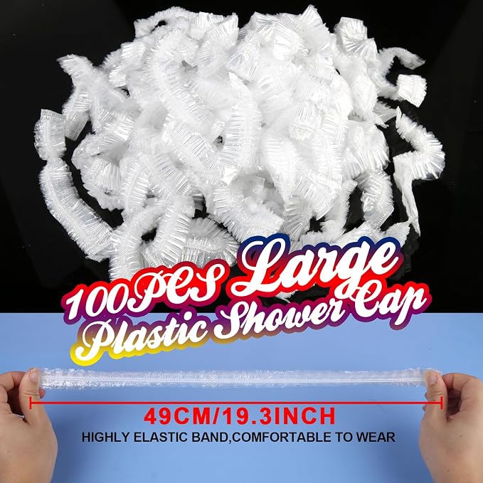 LEOBRO 100PCS Disposable Shower Caps, Large Shower Caps - Image 2