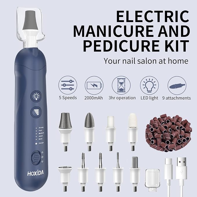 Cordless Electric Nail File Set, Rechargeable Pedicure Tools - Image 2